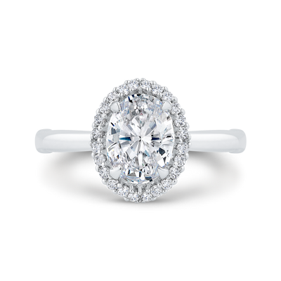 14K White Gold Oval Cut Diamond Engagement Ring (Semi-Mount)