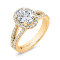 14K Yellow Gold Oval Cut Diamond Engagement Ring (Semi-Mount)