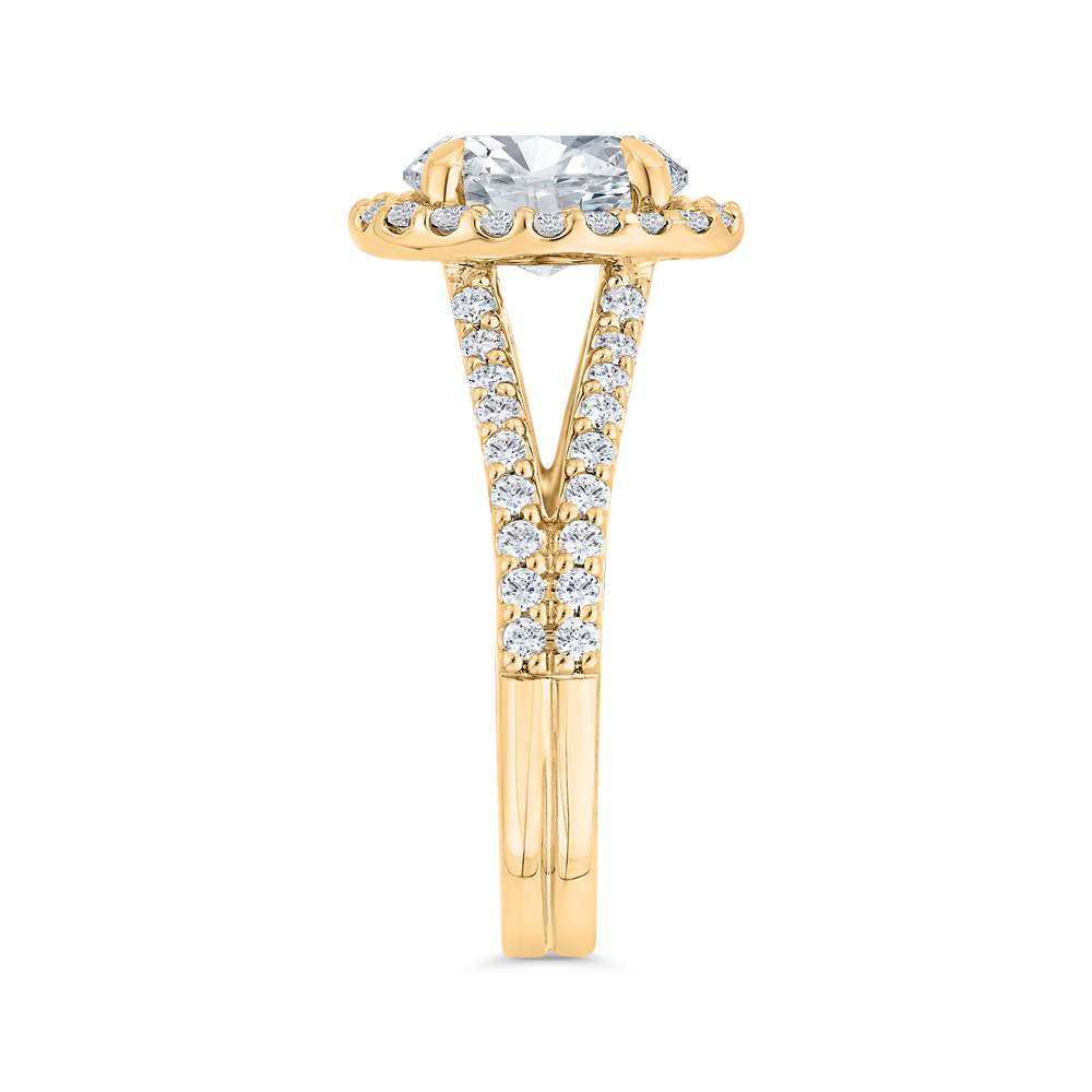 14K Yellow Gold Oval Cut Diamond Engagement Ring (Semi-Mount)