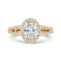 14K Yellow Gold Oval Cut Diamond Engagement Ring (Semi-Mount)
