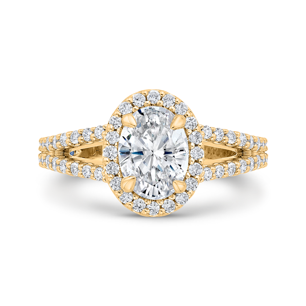 14K Yellow Gold Oval Cut Diamond Engagement Ring (Semi-Mount)