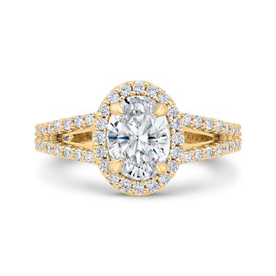 14K Yellow Gold Oval Cut Diamond Engagement Ring (Semi-Mount)