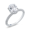 14K White Gold Oval Cut Diamond Engagement Ring (Semi-Mount)