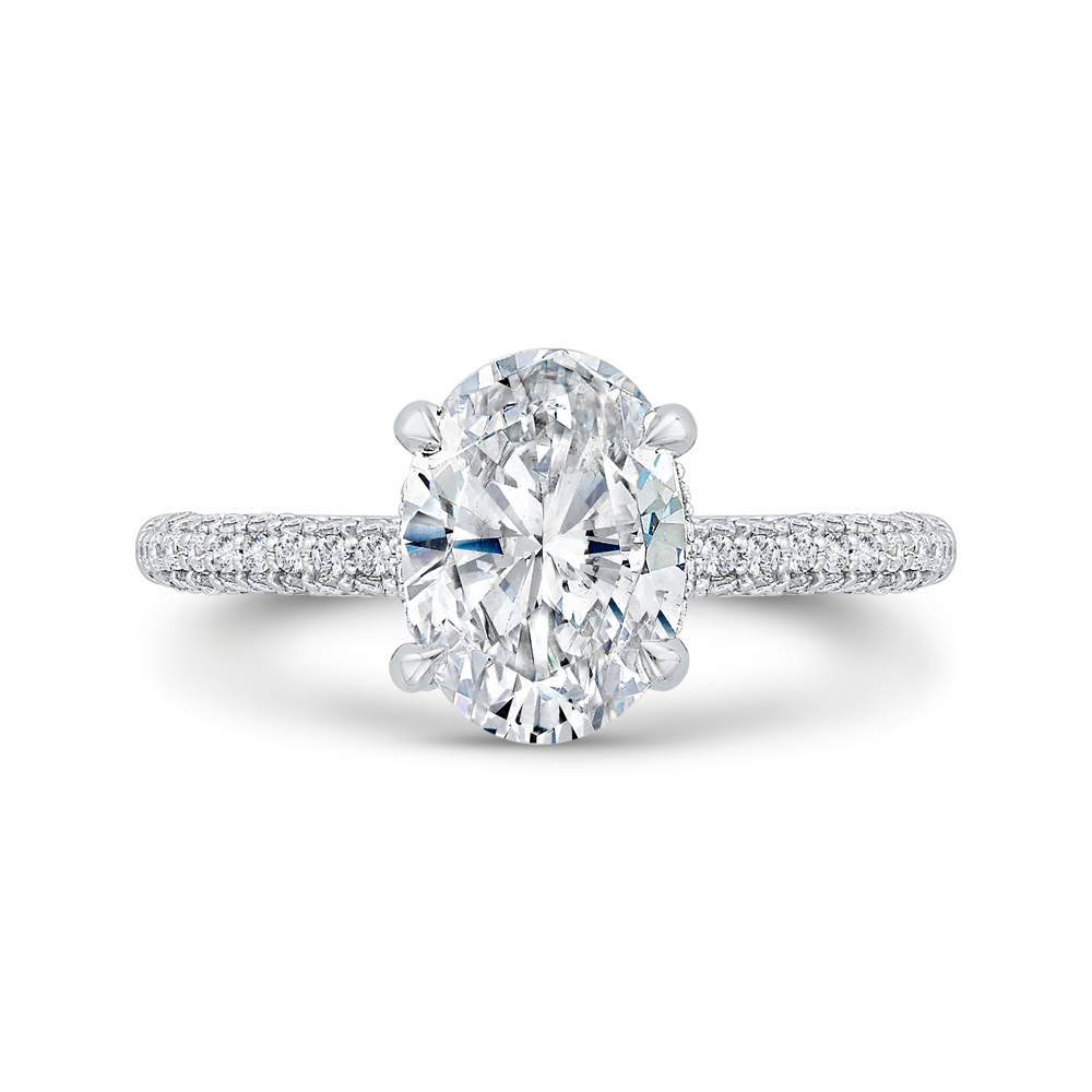 14K White Gold Oval Cut Diamond Engagement Ring (Semi-Mount)