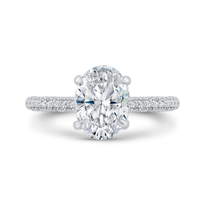 14K White Gold Oval Cut Diamond Engagement Ring (Semi-Mount)