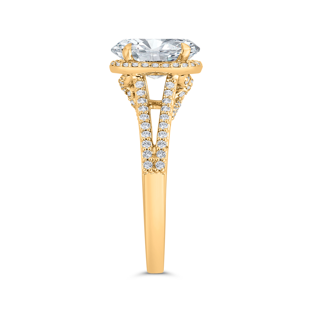 14K Yellow Gold Oval Cut Diamond Engagement Ring (Semi-Mount)