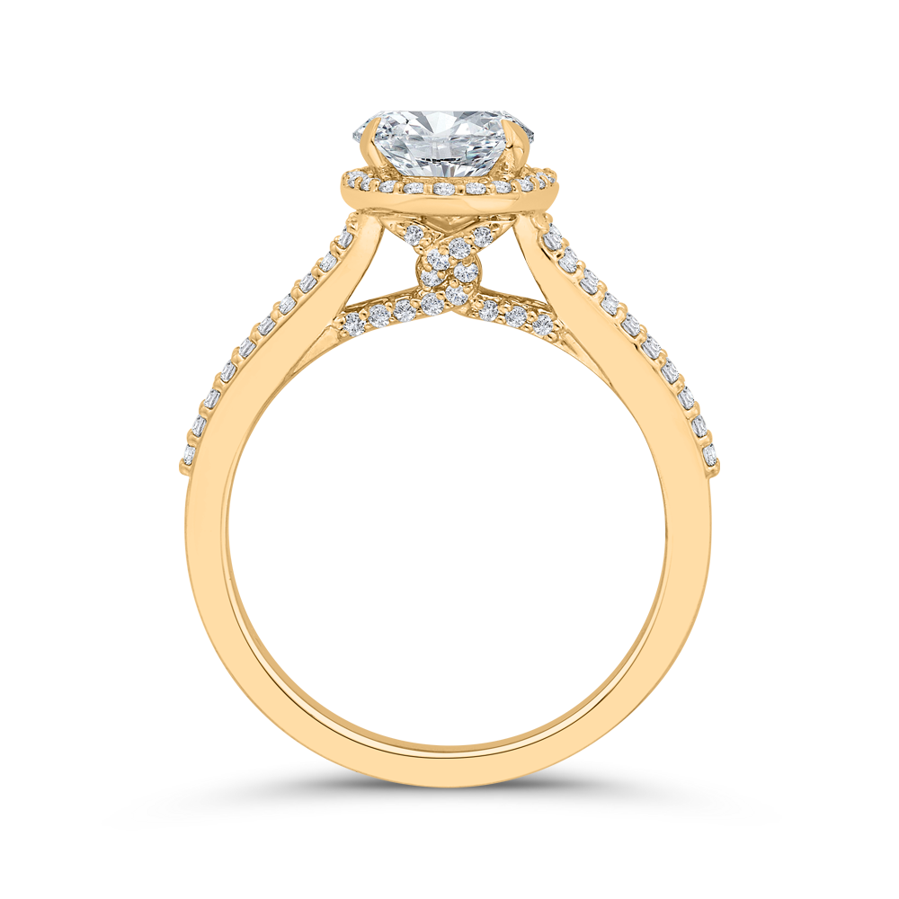 14K Yellow Gold Oval Cut Diamond Engagement Ring (Semi-Mount)