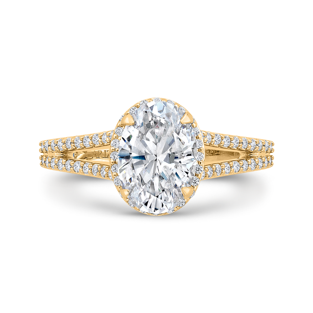14K Yellow Gold Oval Cut Diamond Engagement Ring (Semi-Mount)