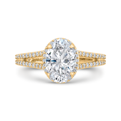 14K Yellow Gold Oval Cut Diamond Engagement Ring (Semi-Mount)