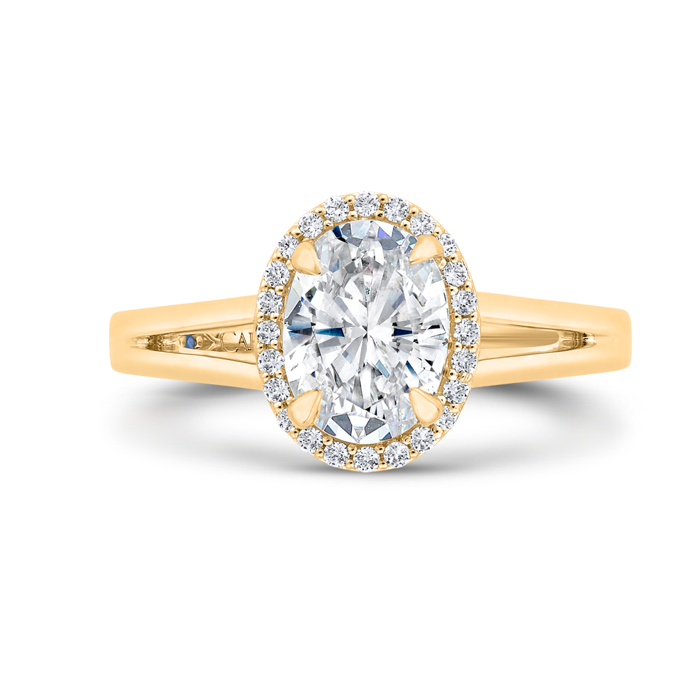 14K Yellow Gold Oval Cut Diamond Engagement Ring (Semi-Mount)