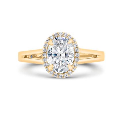 14K Yellow Gold Oval Cut Diamond Engagement Ring (Semi-Mount)