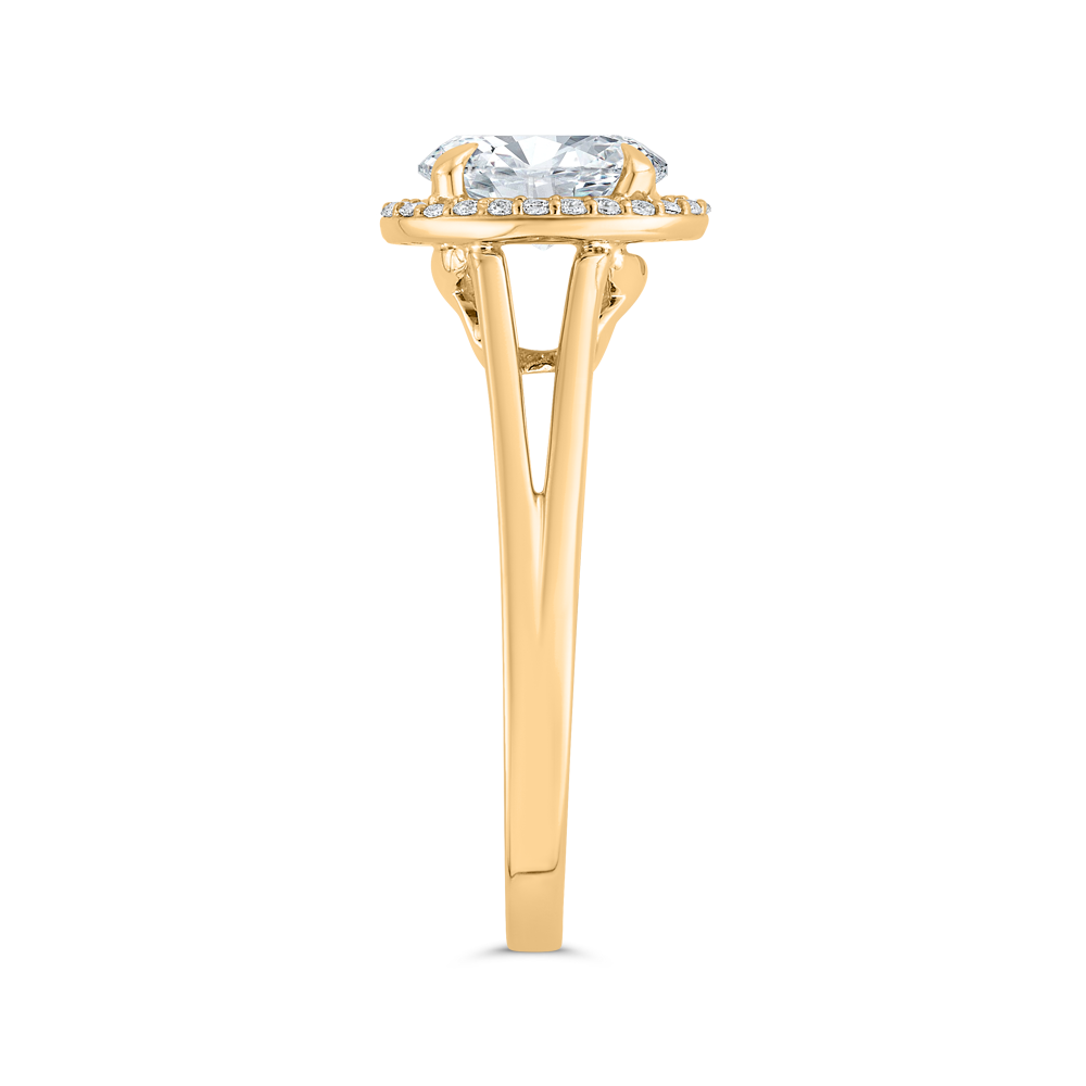 14K Yellow Gold Oval Cut Diamond Engagement Ring (Semi-Mount)