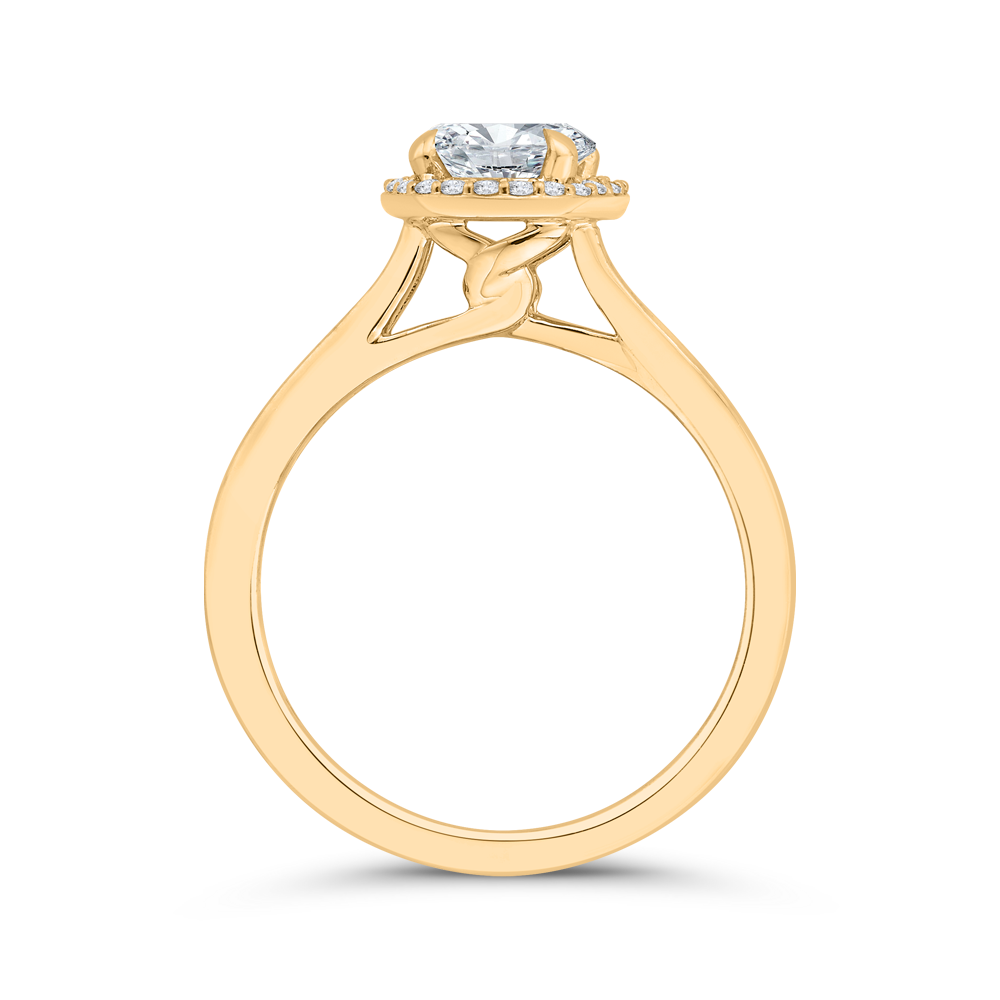 14K Yellow Gold Oval Cut Diamond Engagement Ring (Semi-Mount)