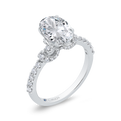 14K White Gold Oval Cut Diamond Engagement Ring (Semi-Mount)