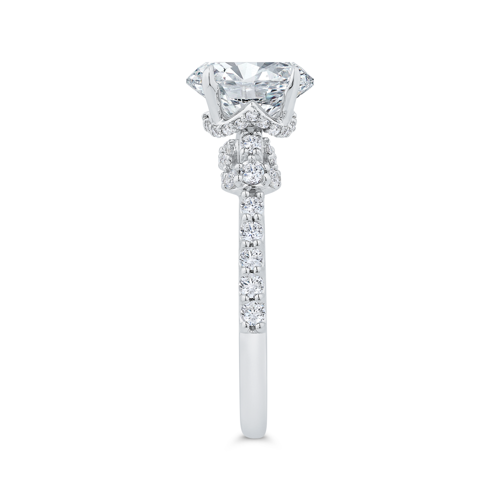 14K White Gold Oval Cut Diamond Engagement Ring (Semi-Mount)