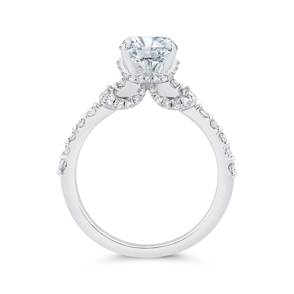 14K White Gold Oval Cut Diamond Engagement Ring (Semi-Mount)