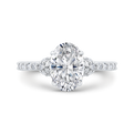 14K White Gold Oval Cut Diamond Engagement Ring (Semi-Mount)