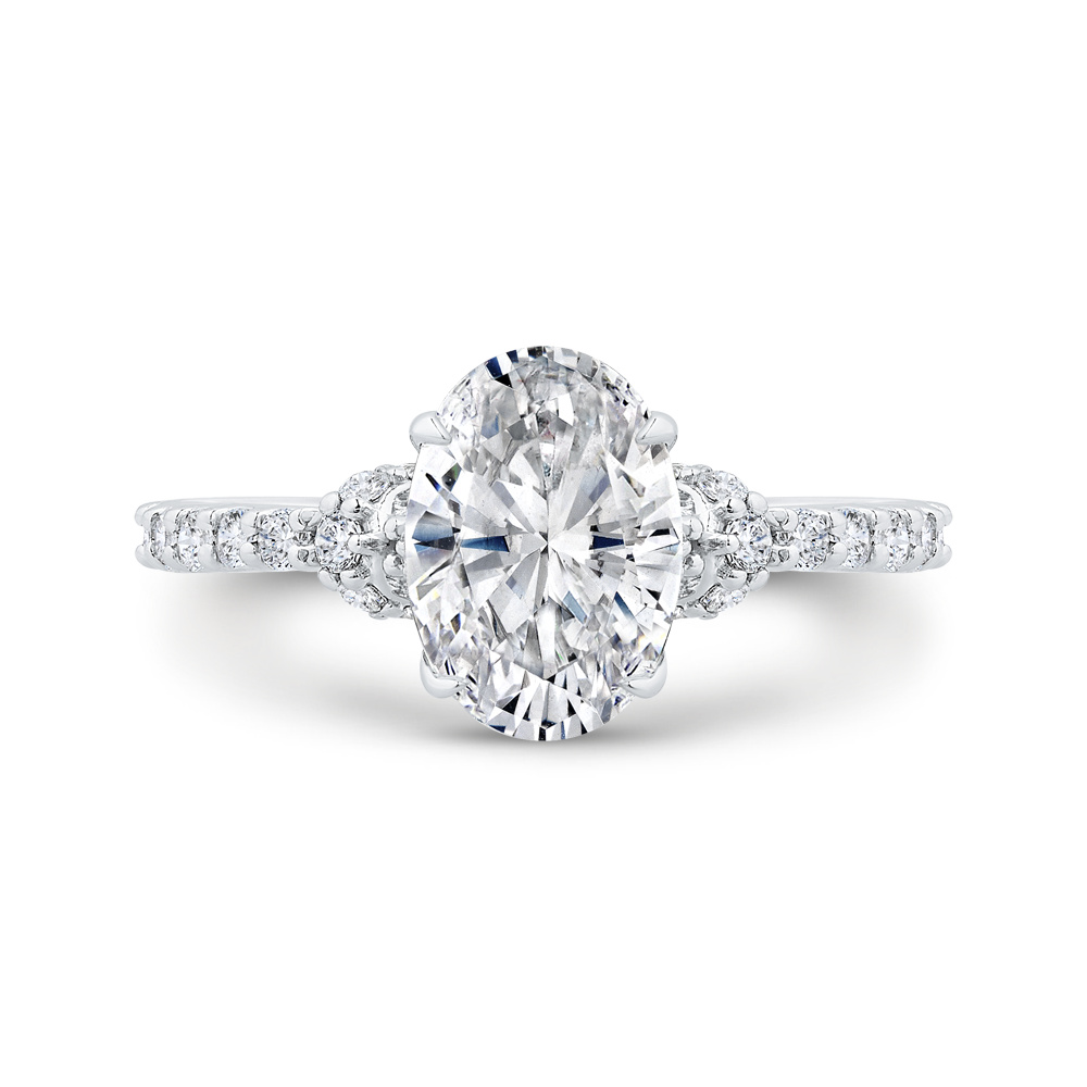 14K White Gold Oval Cut Diamond Engagement Ring (Semi-Mount)