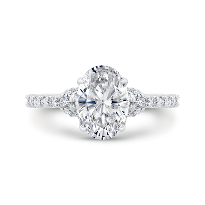 14K White Gold Oval Cut Diamond Engagement Ring (Semi-Mount)