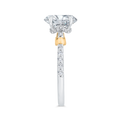 14K Two Tone Gold Oval Cut Diamond Engagement Ring (Semi-Mount)