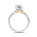 14K Two Tone Gold Oval Cut Diamond Engagement Ring (Semi-Mount)