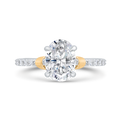 14K Two Tone Gold Oval Cut Diamond Engagement Ring (Semi-Mount)