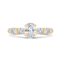 14K Yellow Gold Oval Cut Diamond Engagement Ring (Semi-Mount)