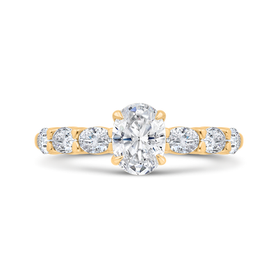 14K Yellow Gold Oval Cut Diamond Engagement Ring (Semi-Mount)