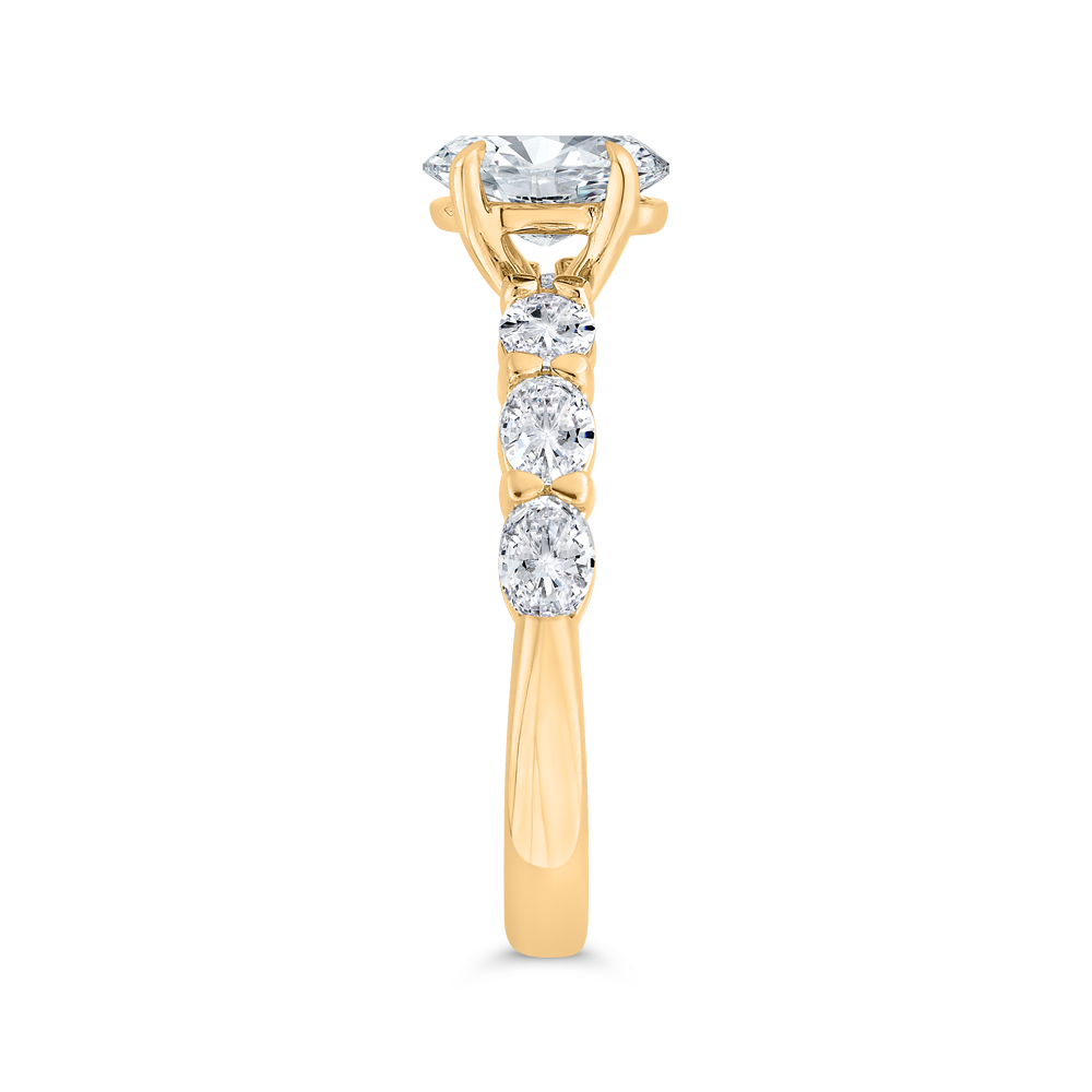 14K Yellow Gold Oval Cut Diamond Engagement Ring (Semi-Mount)