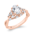 14K Rose Gold Oval Cut Diamond Engagement Ring (Semi-Mount)