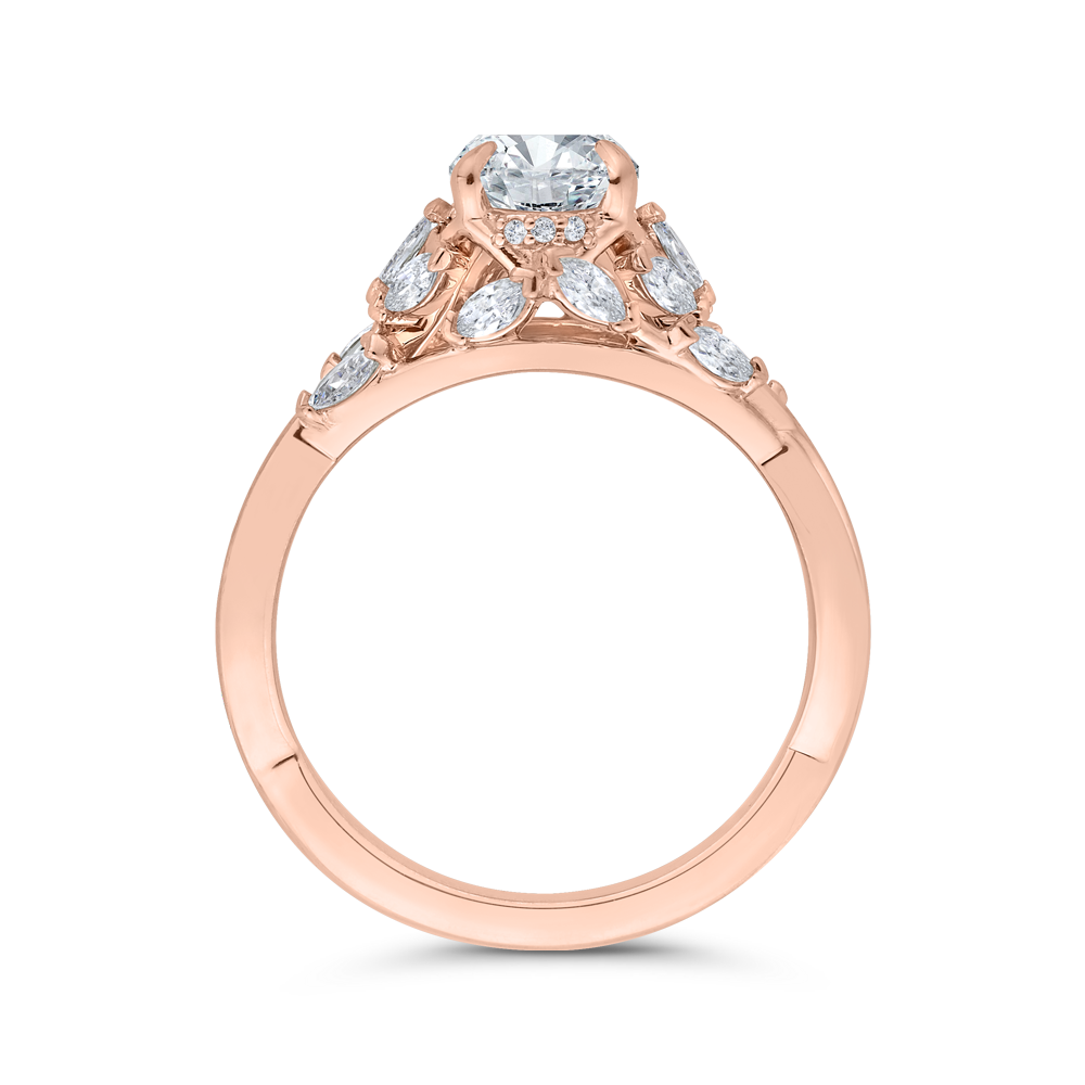14K Rose Gold Oval Cut Diamond Engagement Ring (Semi-Mount)