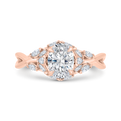 14K Rose Gold Oval Cut Diamond Engagement Ring (Semi-Mount)