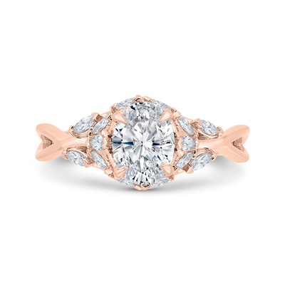 14K Rose Gold Oval Cut Diamond Engagement Ring (Semi-Mount)