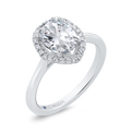 14K White Gold Oval Cut Diamond Engagement Ring (Semi-Mount)