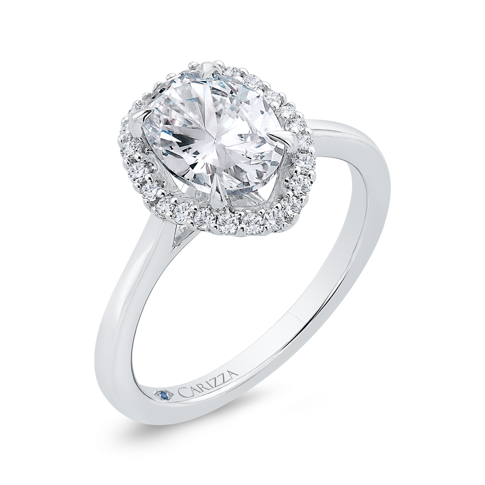 14K White Gold Oval Cut Diamond Engagement Ring (Semi-Mount)