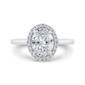 14K White Gold Oval Cut Diamond Engagement Ring (Semi-Mount)
