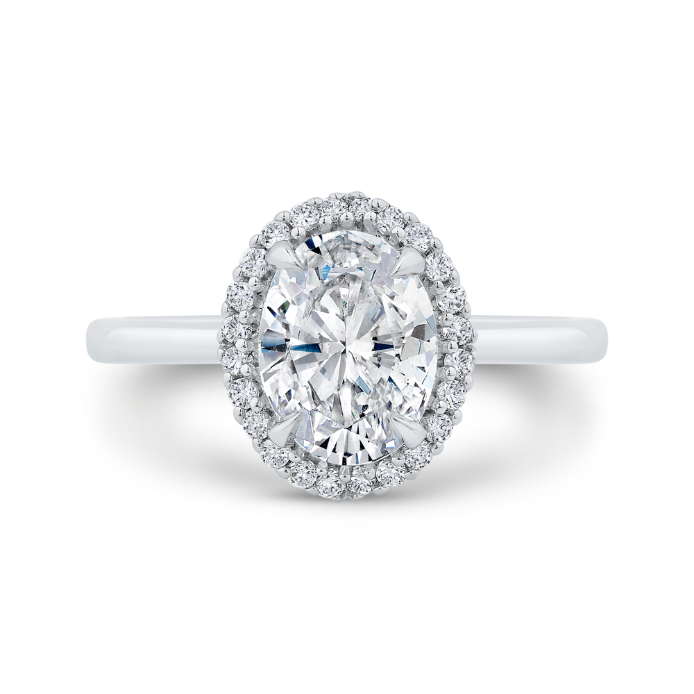 14K White Gold Oval Cut Diamond Engagement Ring (Semi-Mount)