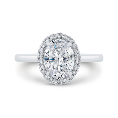 14K White Gold Oval Cut Diamond Engagement Ring (Semi-Mount)