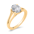 14K Yellow Gold Oval Cut Diamond Solitaire Engagement Ring (Semi-Mount)