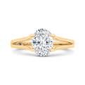 14K Yellow Gold Oval Cut Diamond Solitaire Engagement Ring (Semi-Mount)