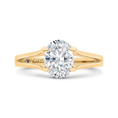 14K Yellow Gold Oval Cut Diamond Solitaire Engagement Ring (Semi-Mount)