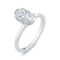 14K White Gold Oval Cut Diamond Solitaire Engagement Ring (Semi-Mount)
