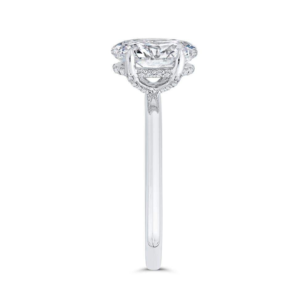 14K White Gold Oval Cut Diamond Solitaire Engagement Ring (Semi-Mount)