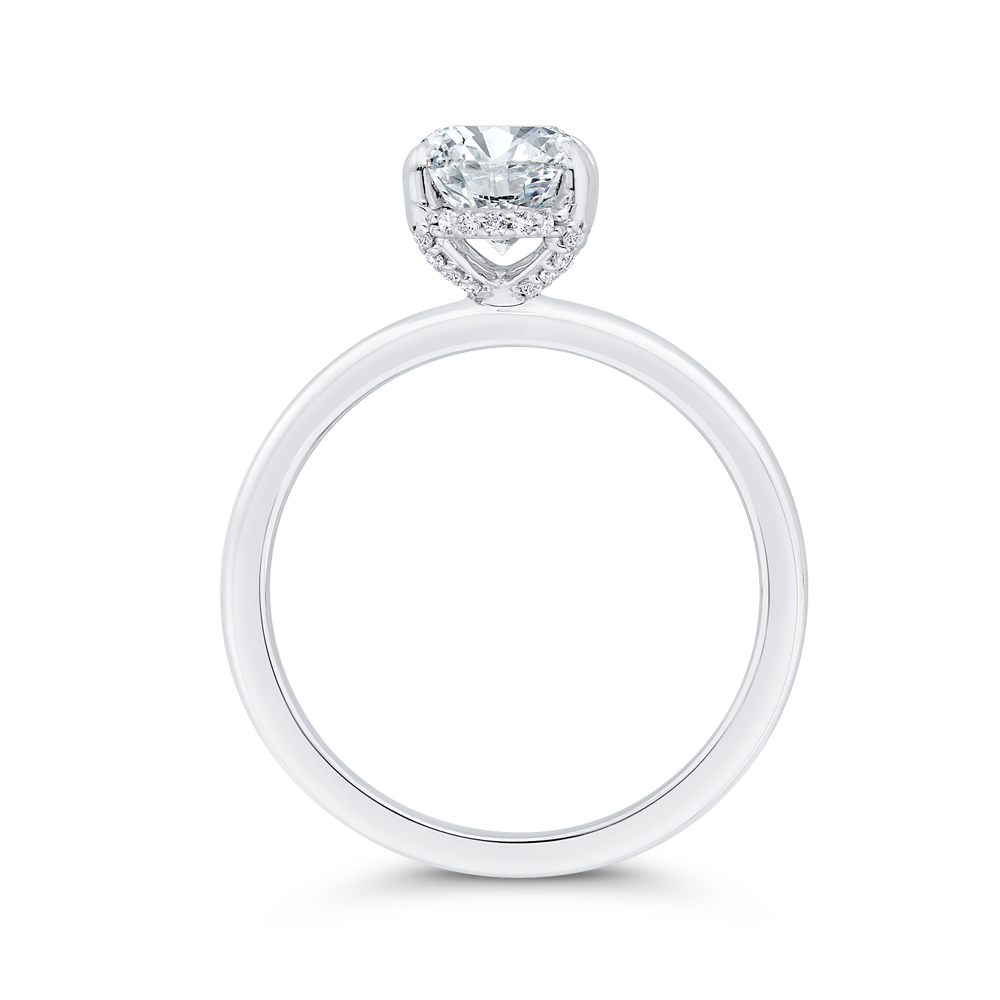 14K White Gold Oval Cut Diamond Solitaire Engagement Ring (Semi-Mount)