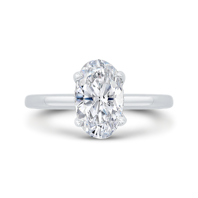 14K White Gold Oval Cut Diamond Solitaire Engagement Ring (Semi-Mount)