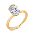 14K Yellow Gold Oval Cut Diamond Solitaire Engagement Ring (Semi-Mount)