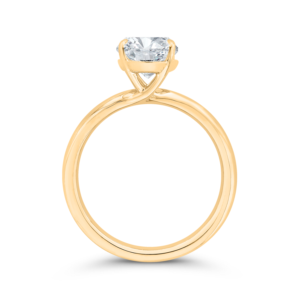 14K Yellow Gold Oval Cut Diamond Solitaire Engagement Ring (Semi-Mount)