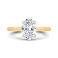 14K Yellow Gold Oval Cut Diamond Solitaire Engagement Ring (Semi-Mount)