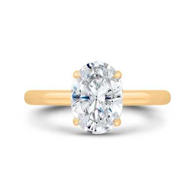 14K Yellow Gold Oval Cut Diamond Solitaire Engagement Ring (Semi-Mount)