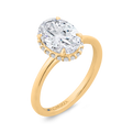 14K Yellow Gold Oval Cut Diamond Solitaire Engagement Ring (Semi-Mount)